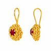 Goldohrringe im Rosen-Design mit rotem Zirkonia aus 22 Karat Gelbgold